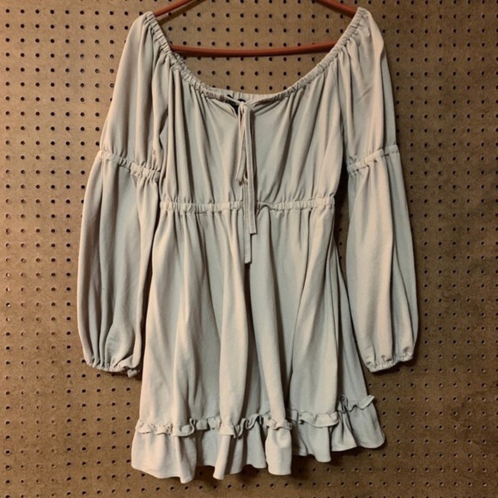 Milkmaid Off Shoulder Ruffle Mini Dress‎ Boho Festival Large Cottage Coquette